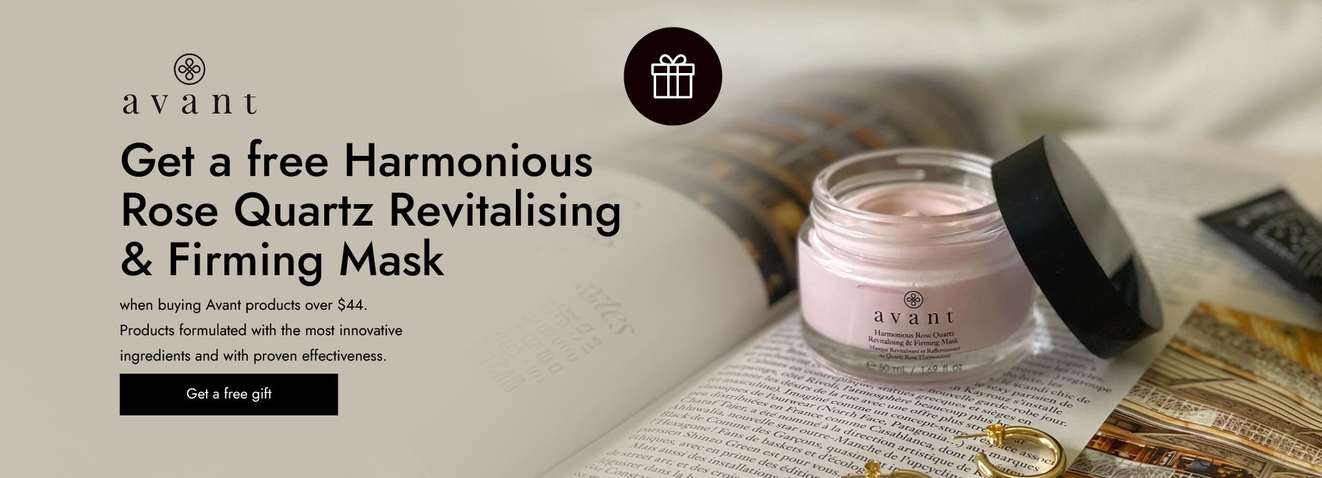 Get a free harmonious rose quartz revitalising & firming mask